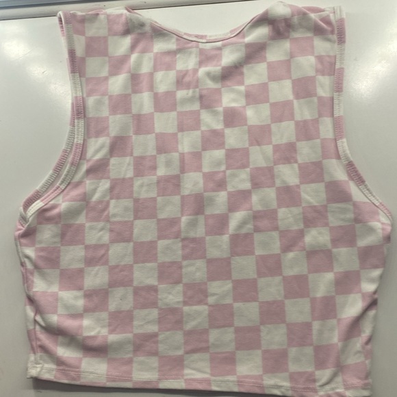 WORN ONCE super cute pink and white checkered shirt, Size small - Picture 3 of 3